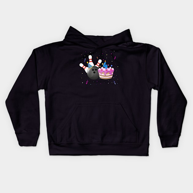 Bowling 4th Birthday Bday Party Kids 4 years Old Bowler Kids Hoodie by Msafi